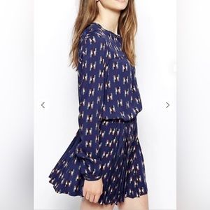 Paul and Joes Sister French brand cat lipstick print knee pleated…